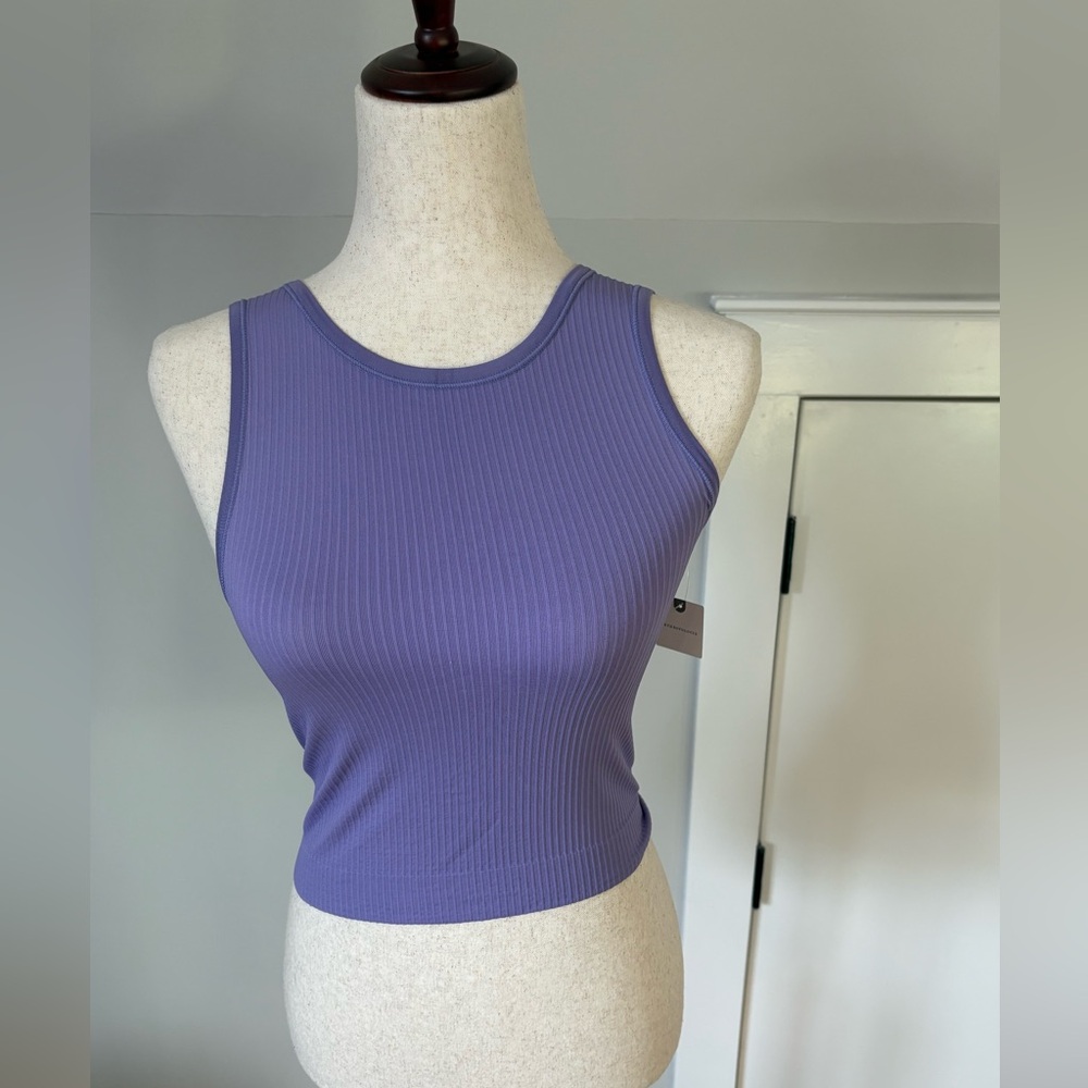 Anthropologie Seamless Purple Ribbed Crop Top